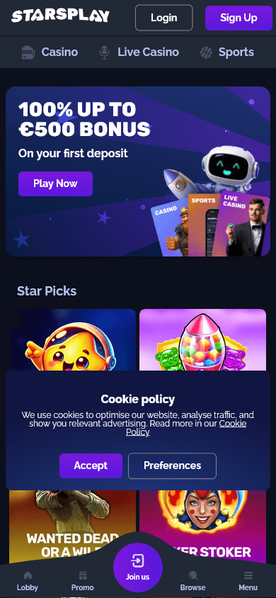 starsplay_casino_homepage_mobile