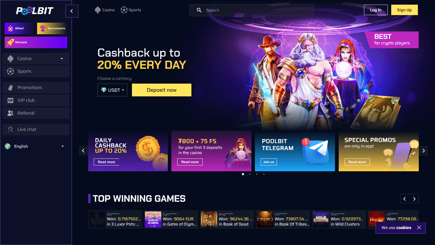 poolbit_casino_homepage_desktop