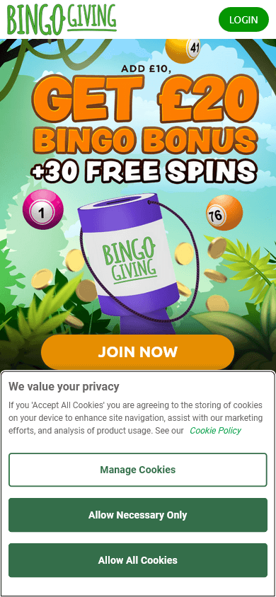 bingogiving_casino_homepage_mobile