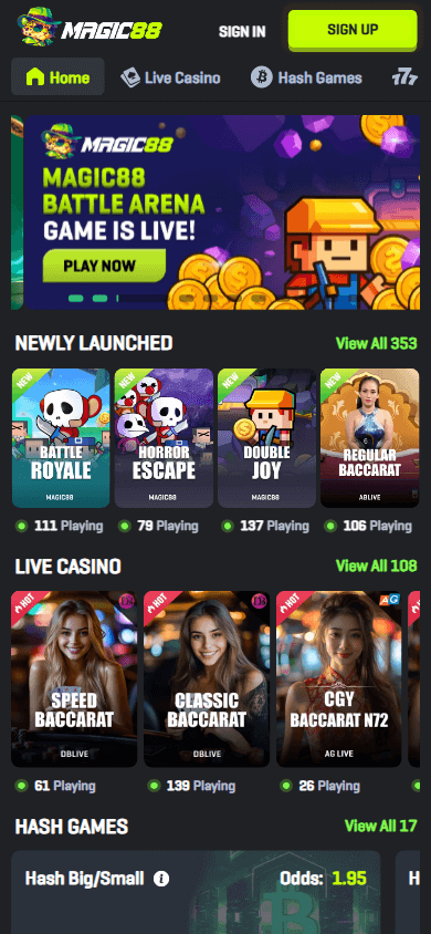 magic88_casino_homepage_mobile