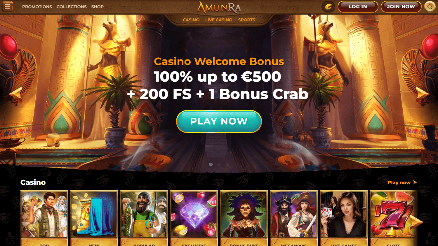 AmunRa_Casino_homepage_desktop