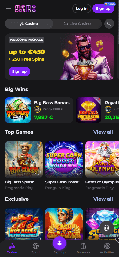 Memocasino_homepage_mobile