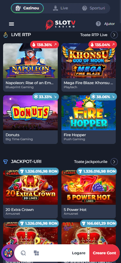 SlotV_Casino_RO_homepage_mobile