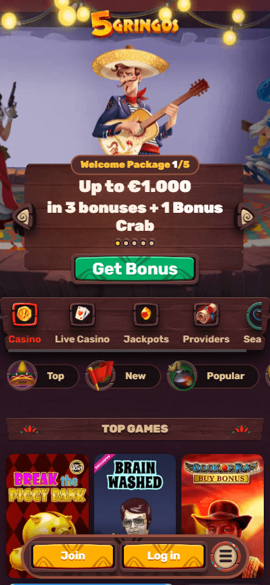 5gringos_casino_homepage_mobile