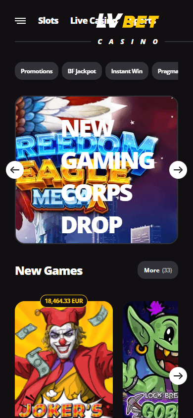 LVbet_Casino_LV_homepage_mobile