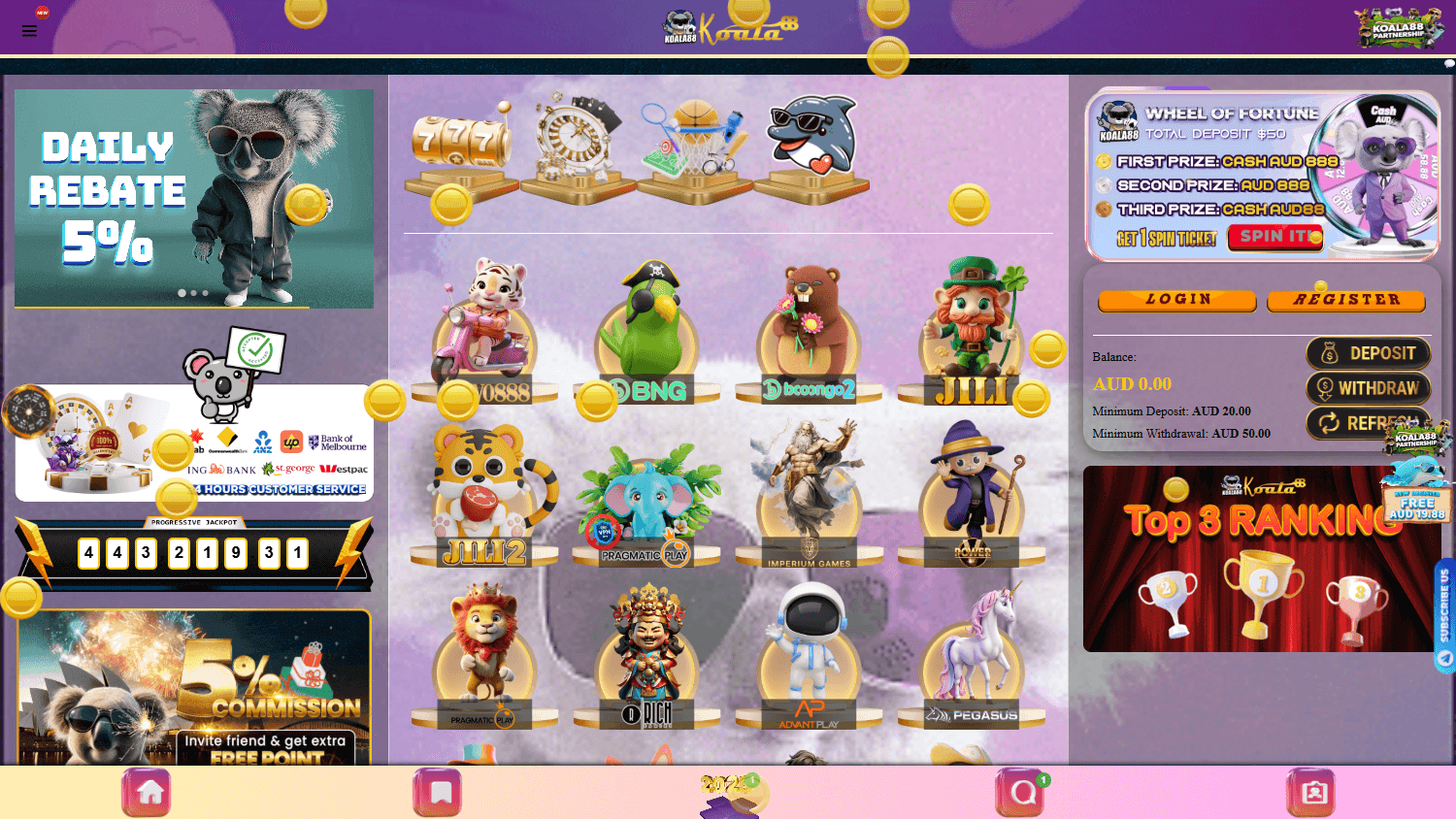 Koala88_Casino_homepage_desktop