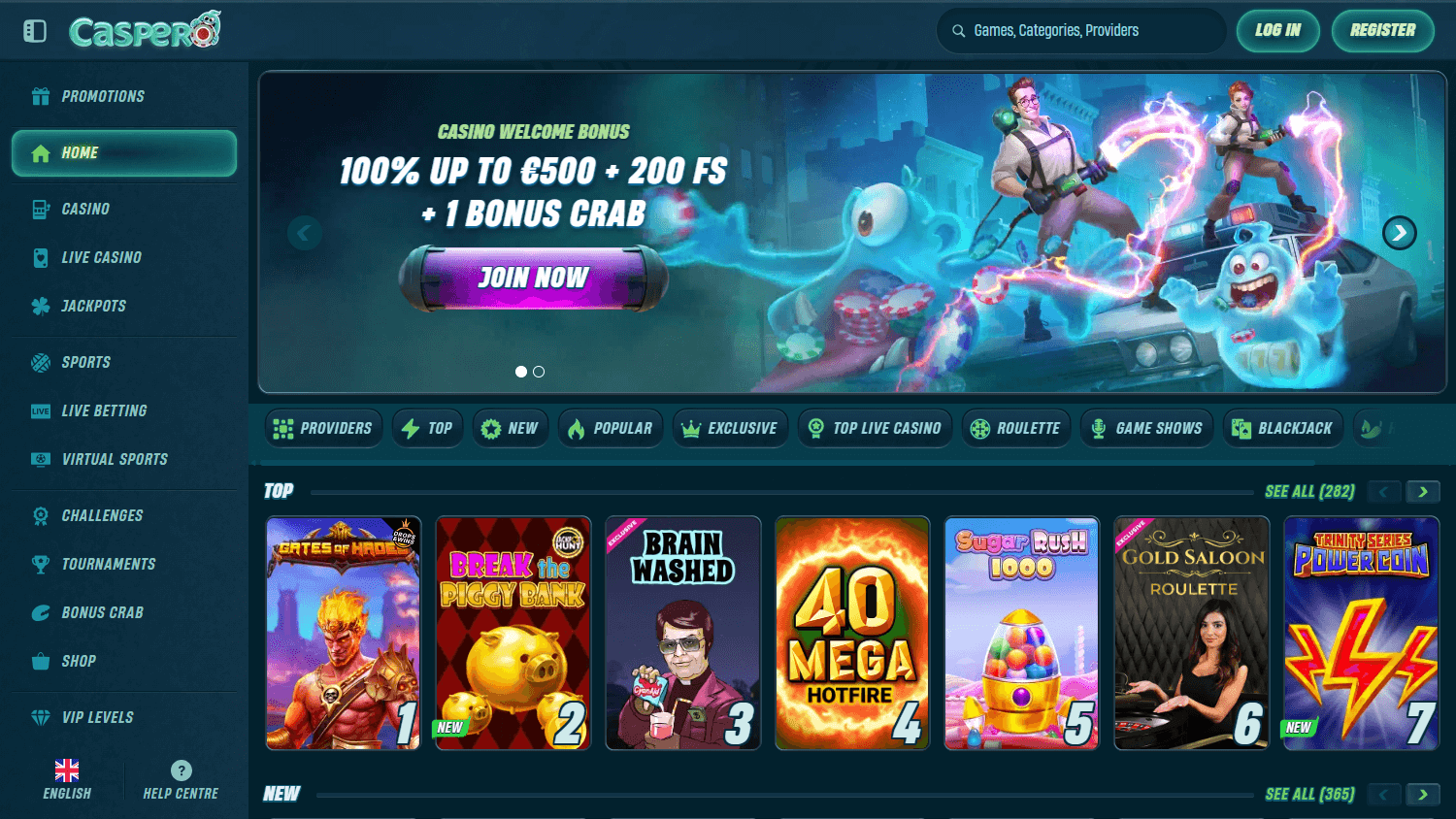 caspero_casino_homepage_desktop