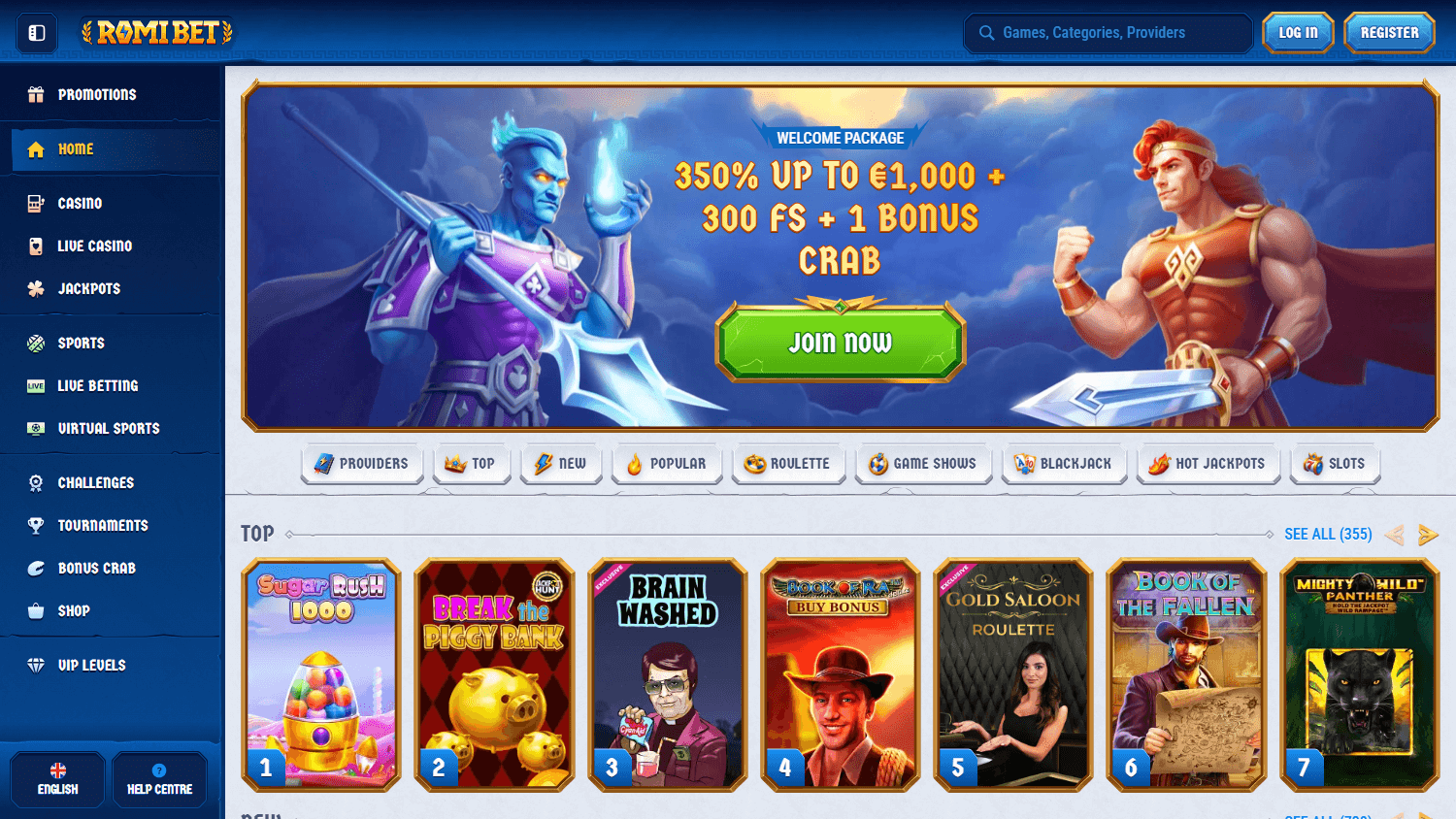 romibet_casino_homepage_desktop