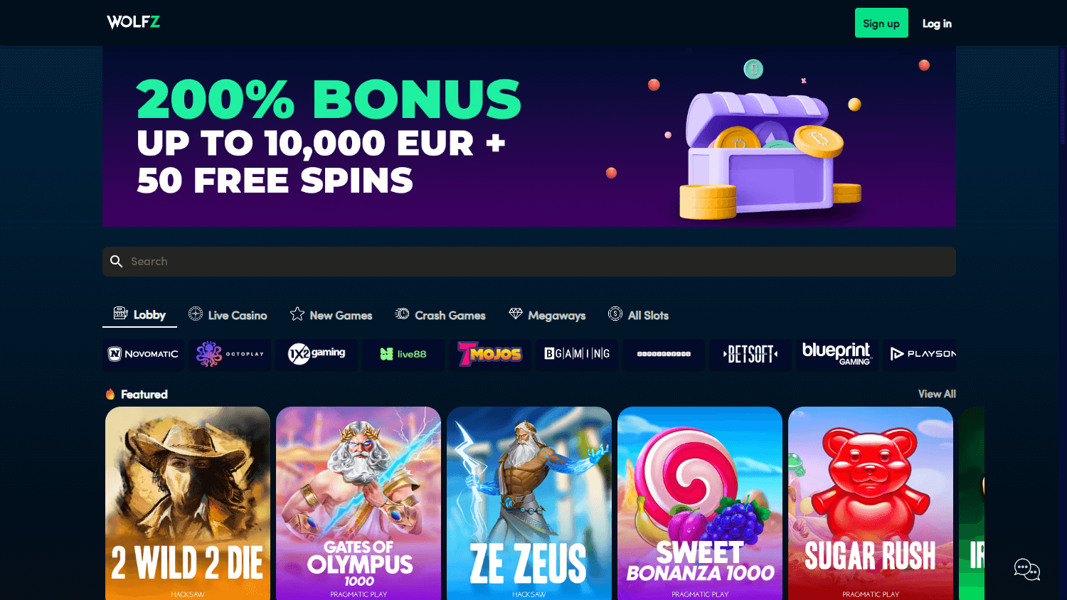 wolfz_casino_homepage_desktop