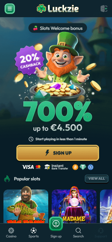 luckzie_casino_homepage_mobile