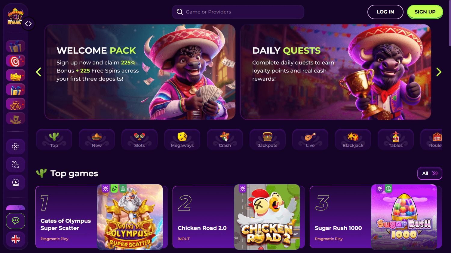 Vivajack_Casino_homepage_desktop
