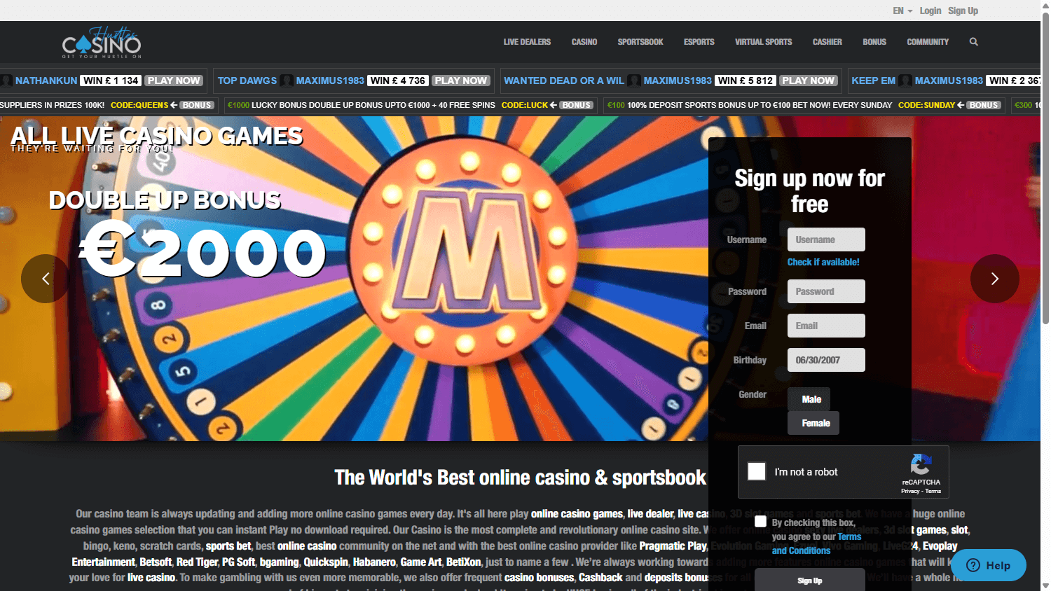 Hustles_Casino_homepage_desktop