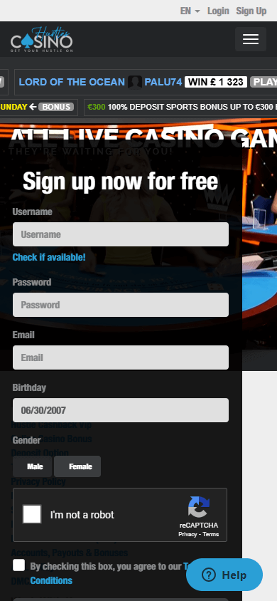 Hustles_Casino_homepage_mobile