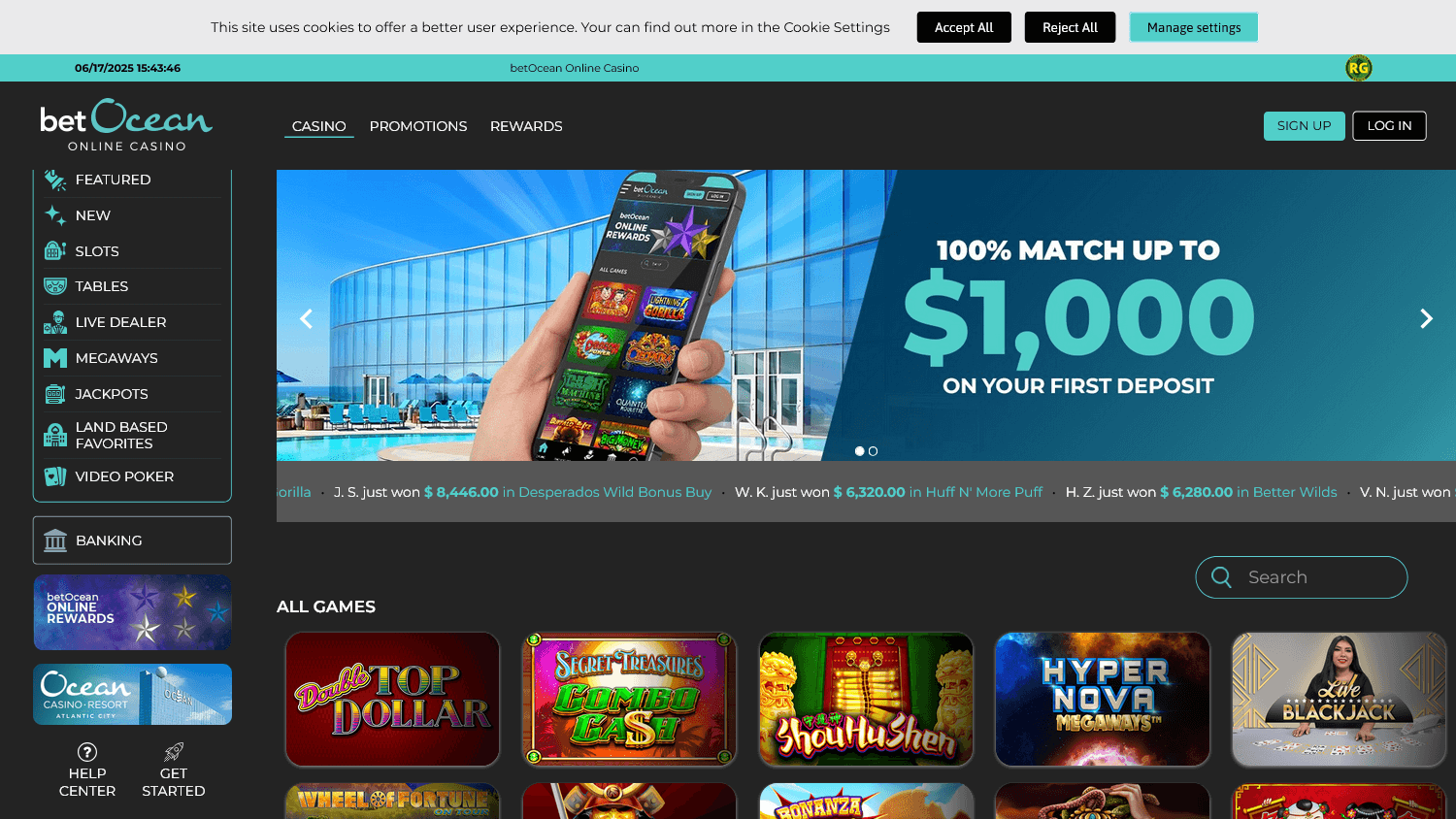 betocean_online_casino_homepage_desktop