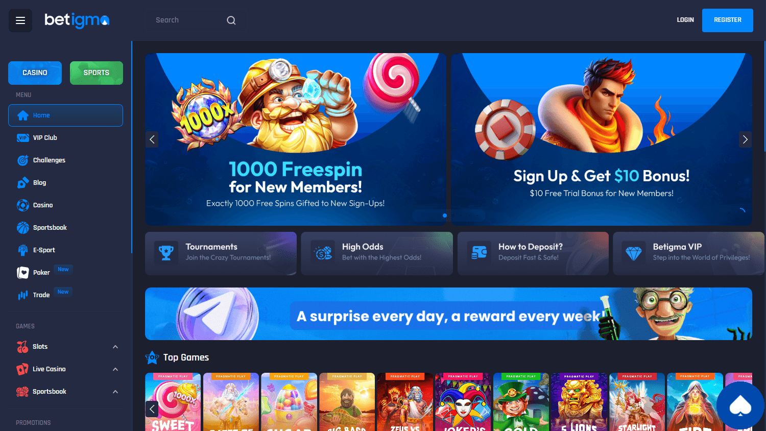 Betigma_Casino_homepage_desktop