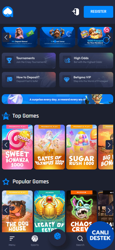 Betigma_Casino_homepage_mobile