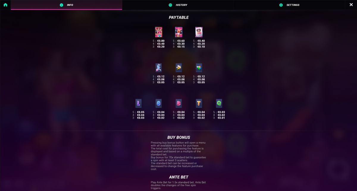 Transformers slot - Full paytable