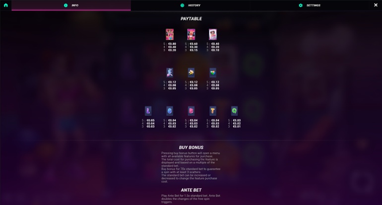 Transformers slot - Full paytable