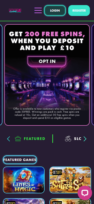 Paradice.game_Casino_homepage_mobile