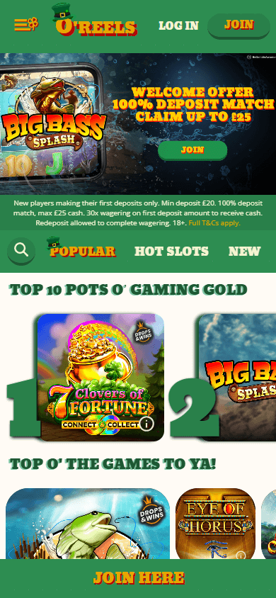 OReels_Casino_homepage_mobile