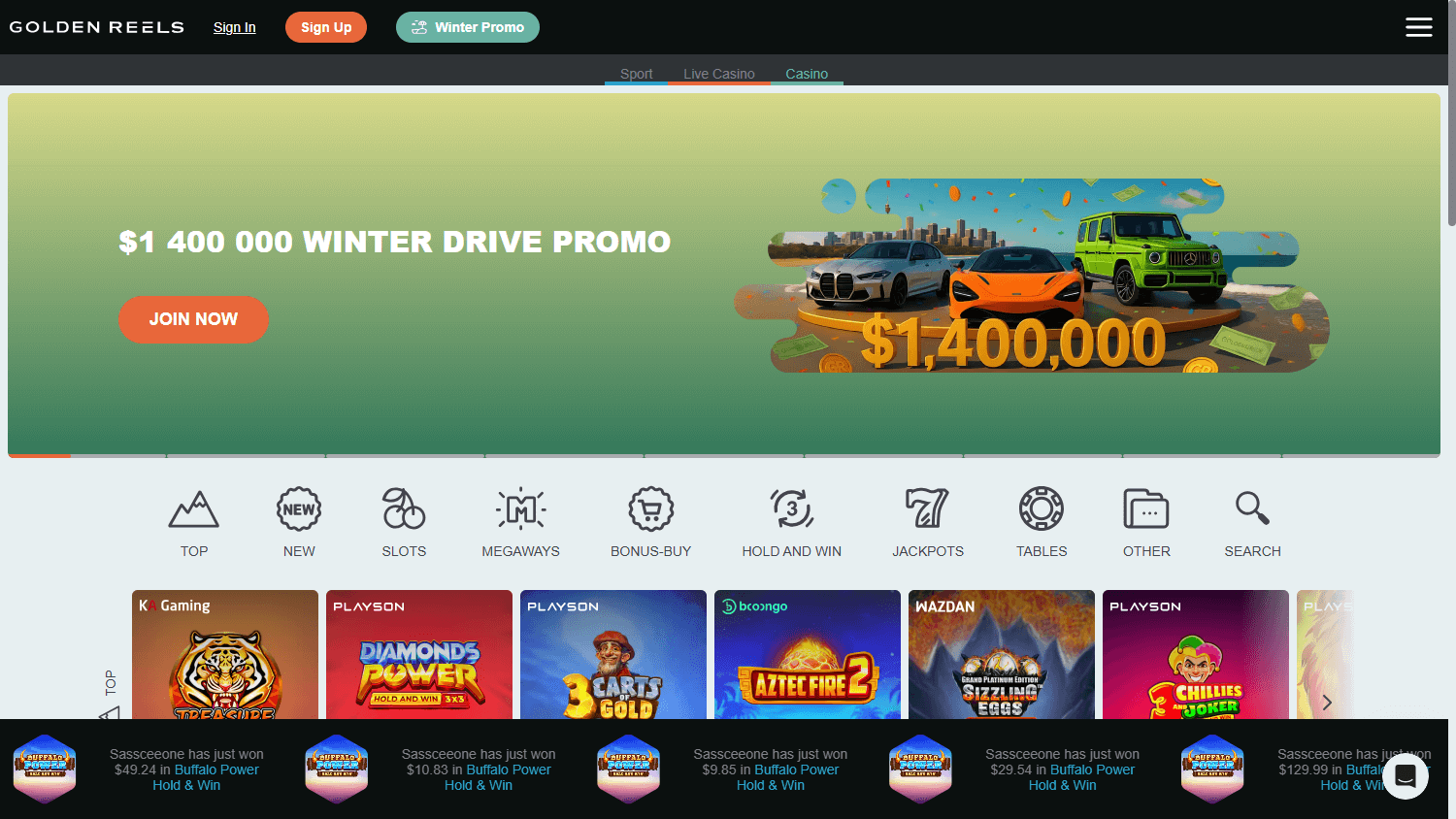 Golden_Reels_Casino_homepage_desktop