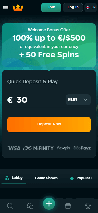 Wins_Royal_Casino_homepage_mobile