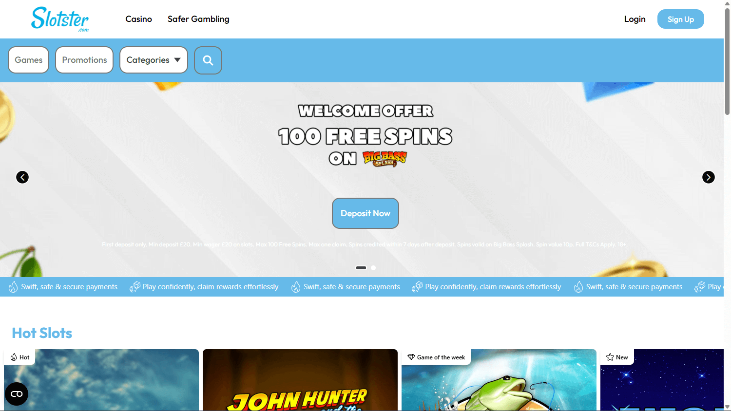 Slotster_Casino_homepage_desktop