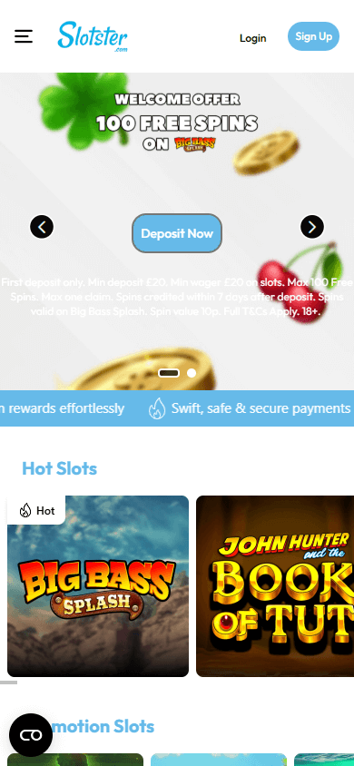 Slotster_Casino_homepage_mobile