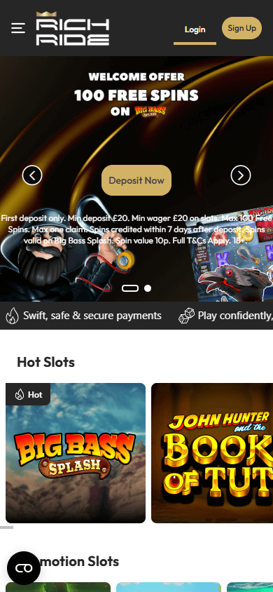 Rich_Ride_Casino_homepage_mobile