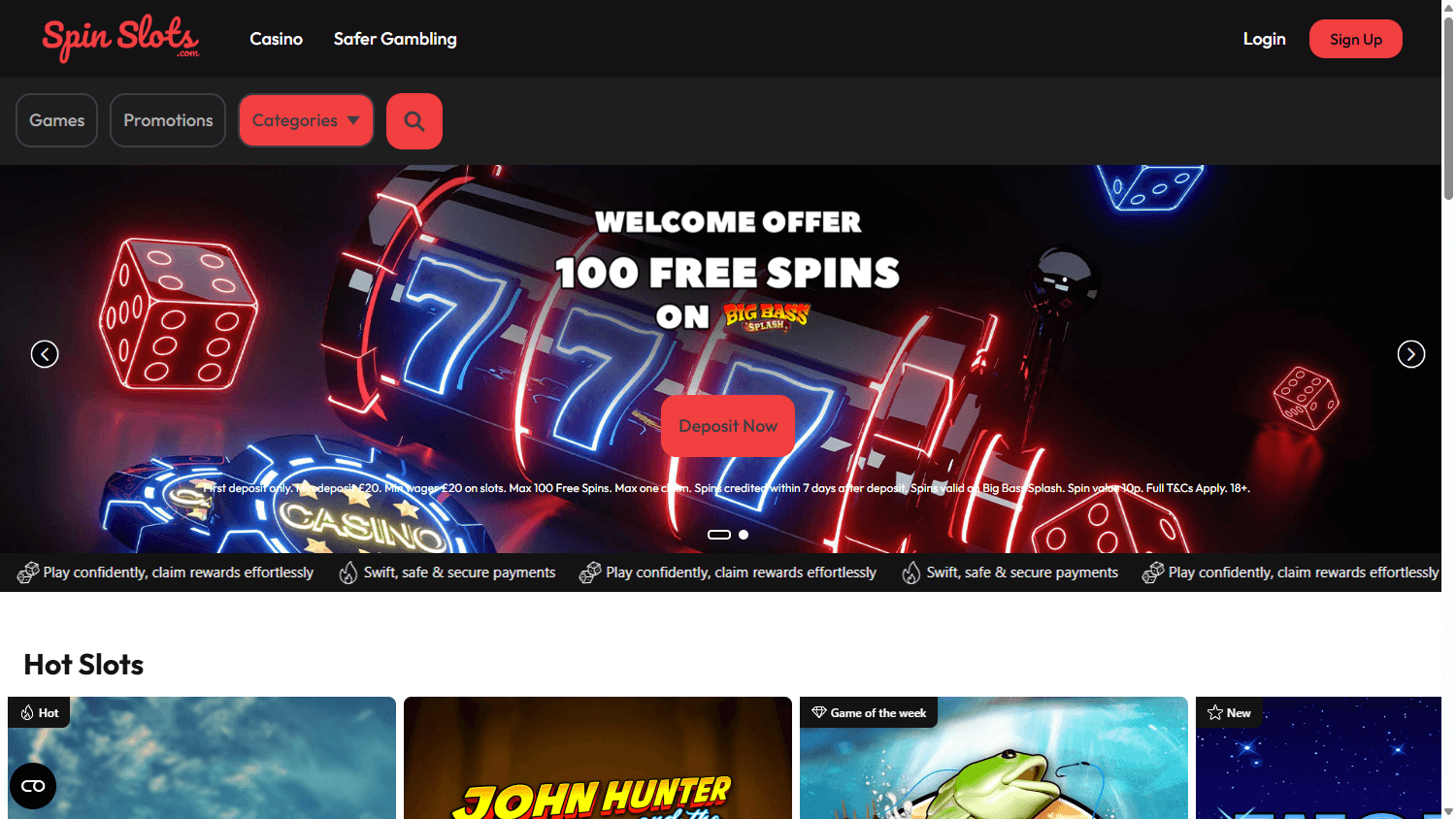 SpinSlots_Casino_homepage_desktop