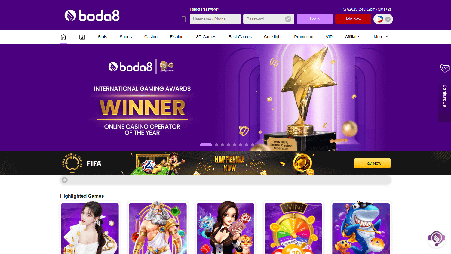 Boda8_Casino_PH_homepage_desktop