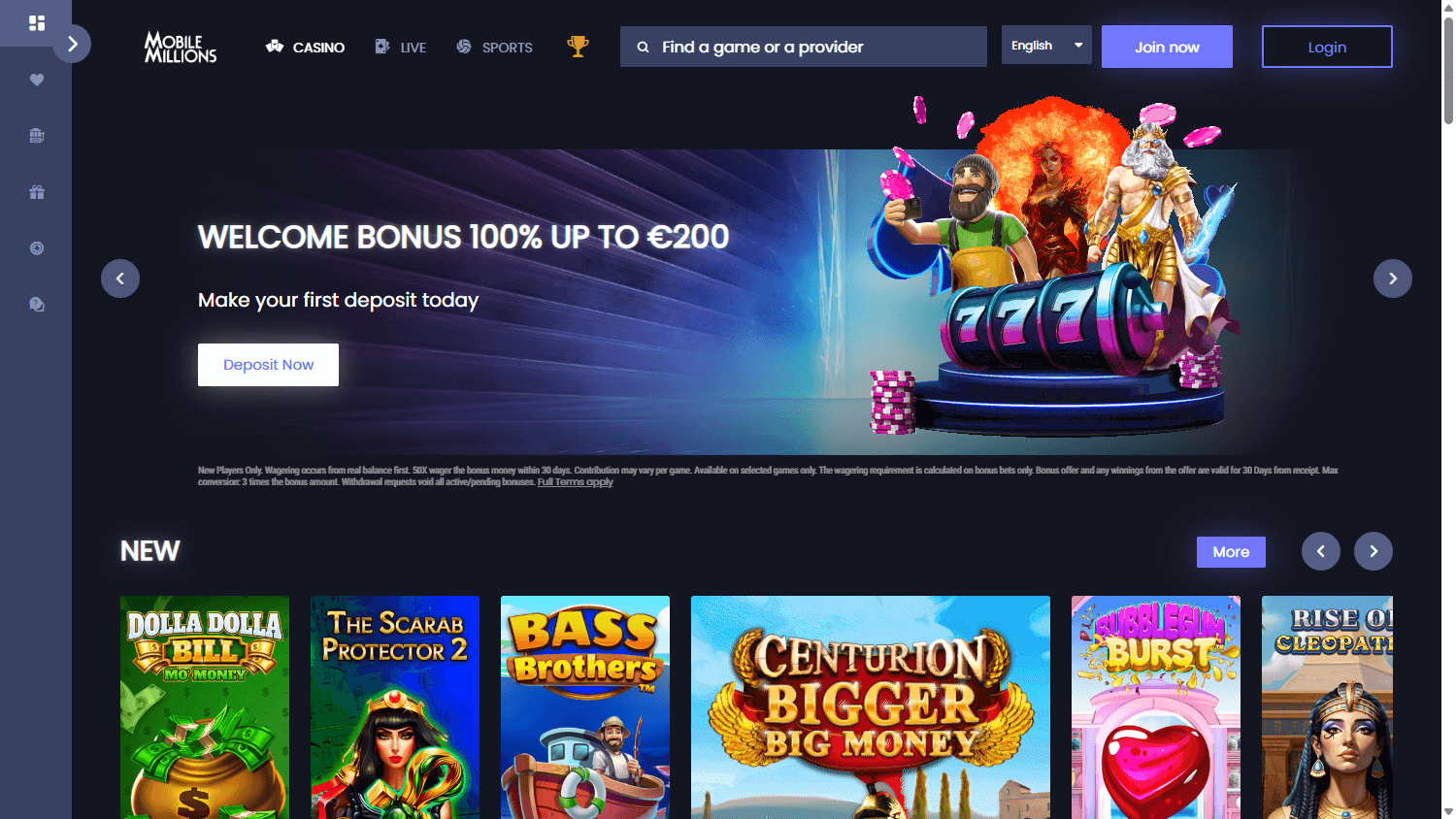 MobileMillions_Casino_homepage_desktop