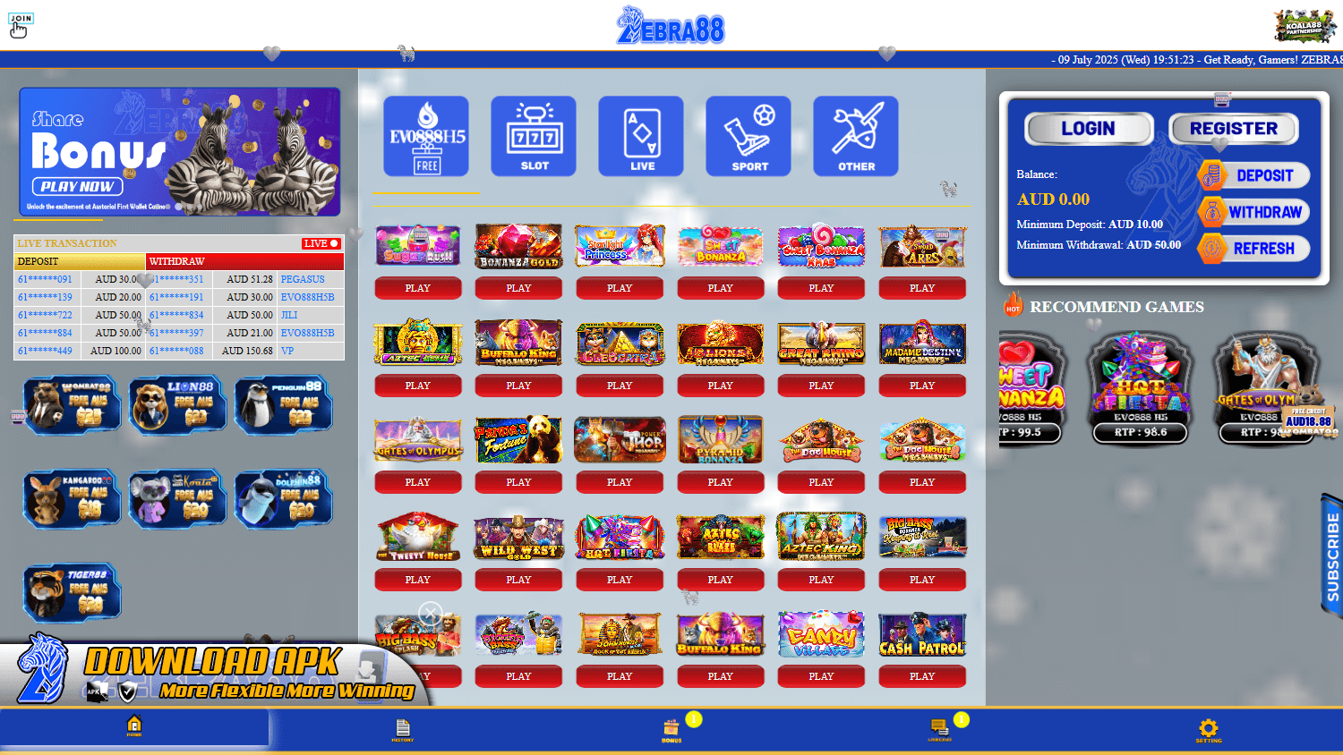 zebra88_casino_homepage_desktop