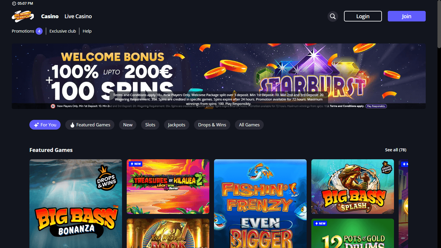 bigmoneyscratch_casino_homepage_desktop