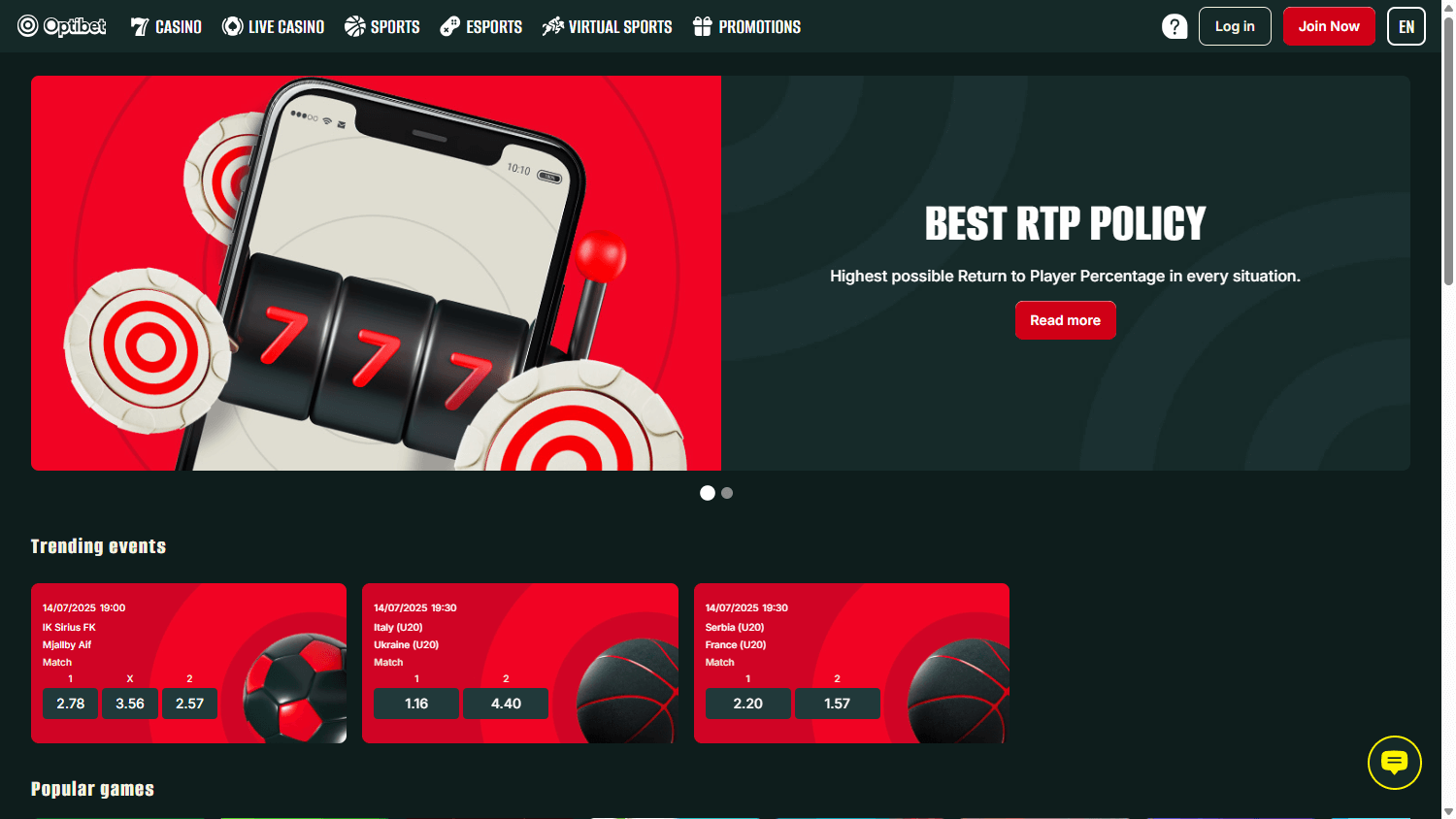 Optibet_Casino_homepage_desktop