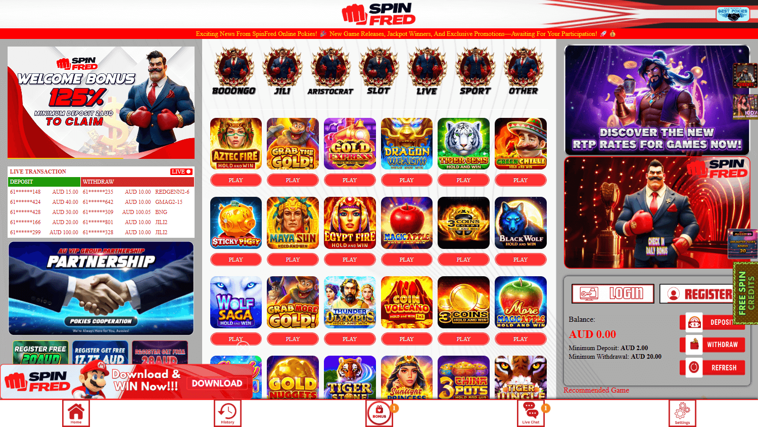 spinfred_casino_homepage_desktop