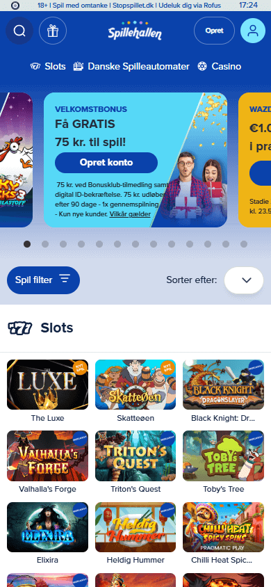 spillehallen_casino_homepage_mobile