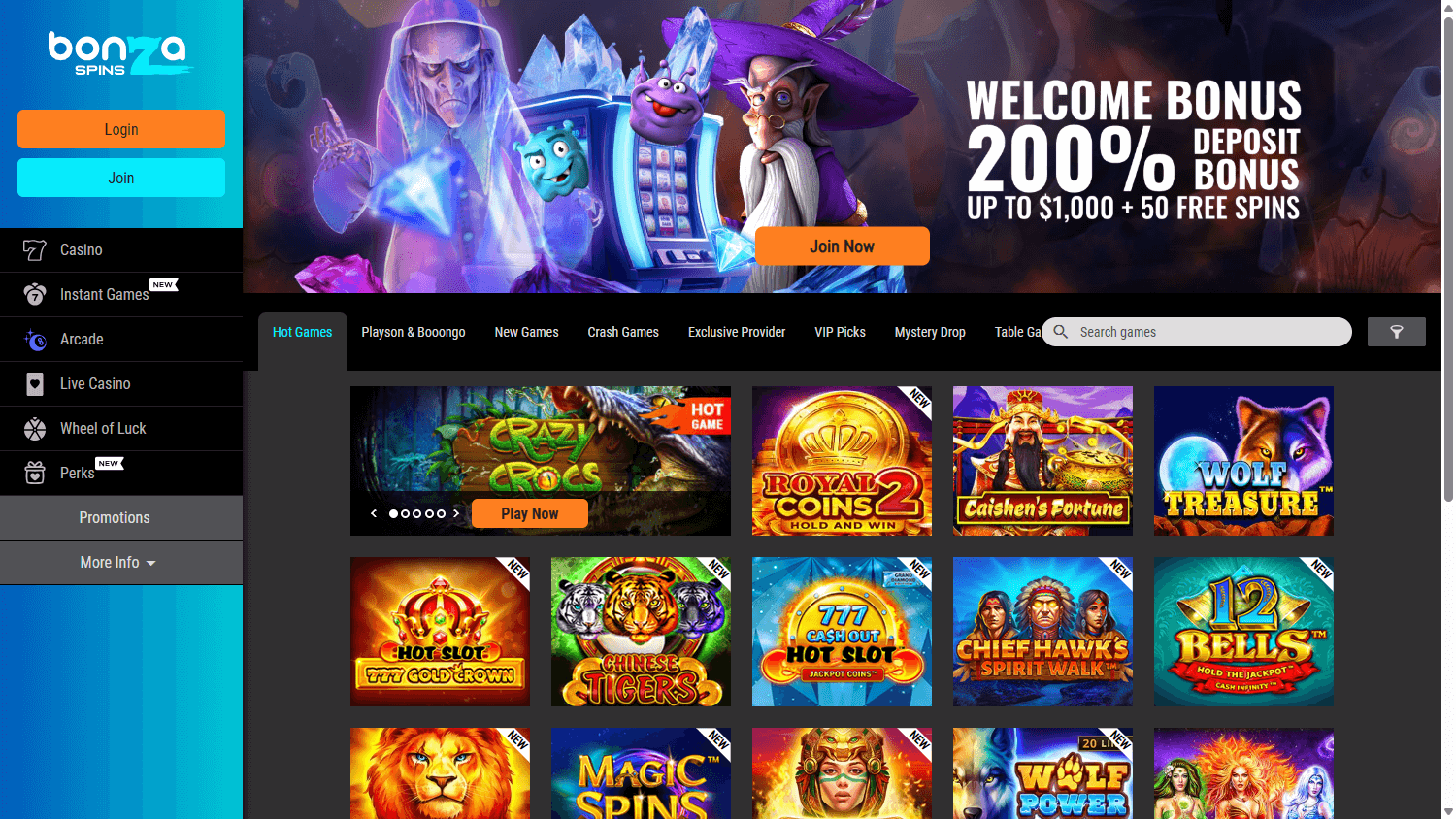 bonza_spins_casino_homepage_desktop