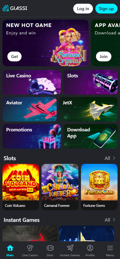 glassi_casino_homepage_mobile