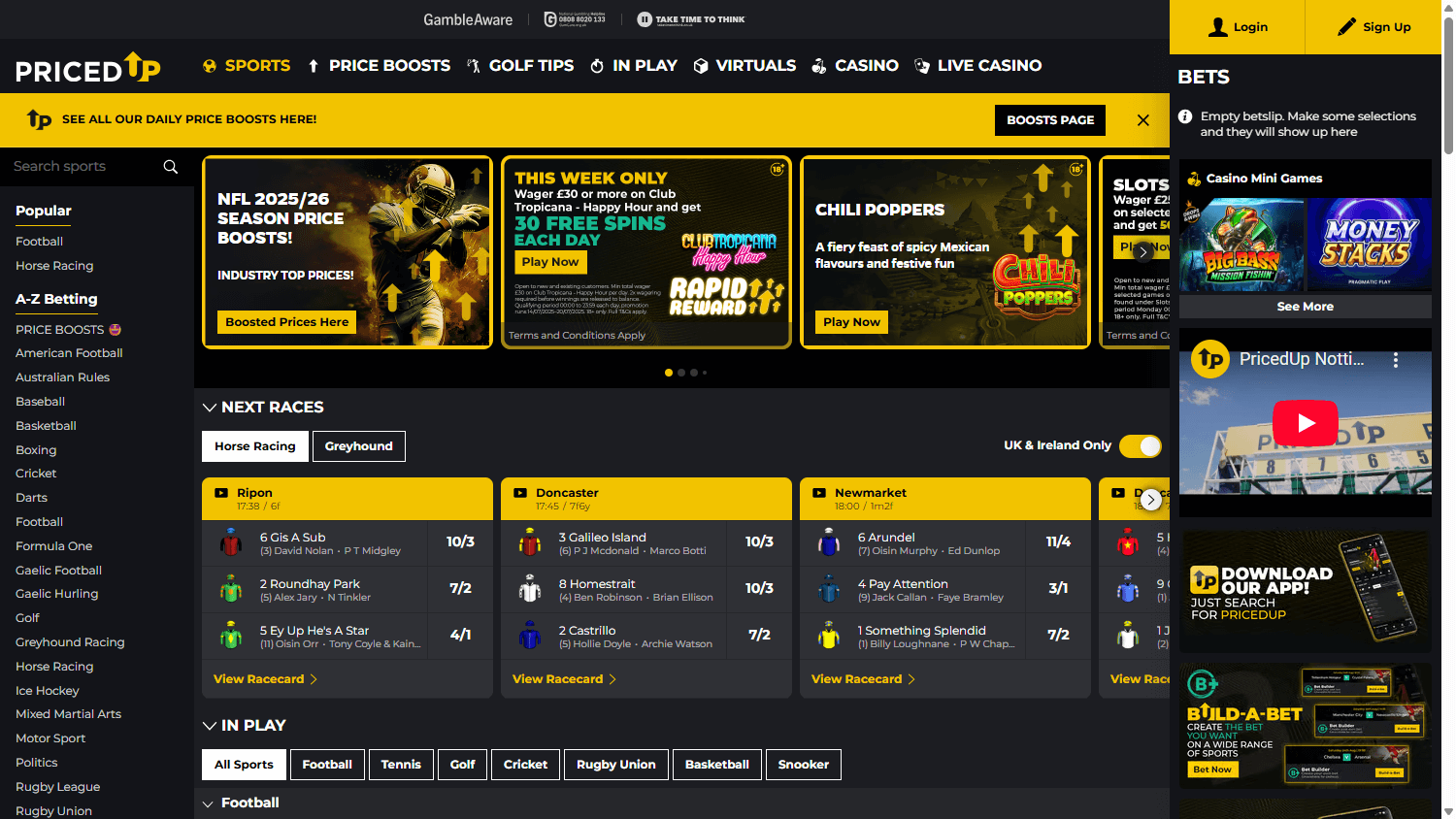 pricedup_casino_homepage_desktop