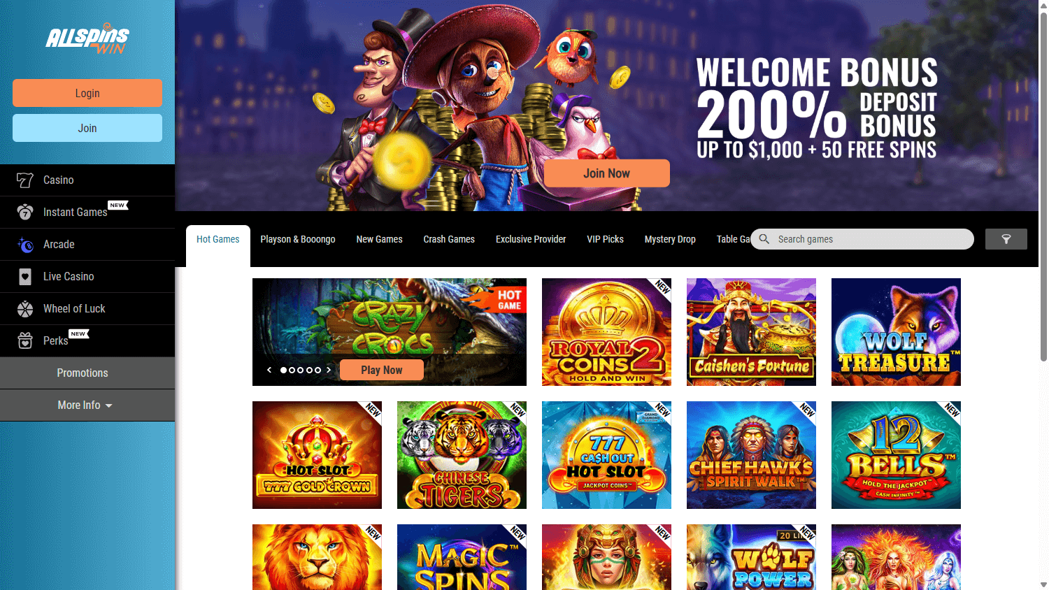 all_spins_win_casino_homepage_desktop