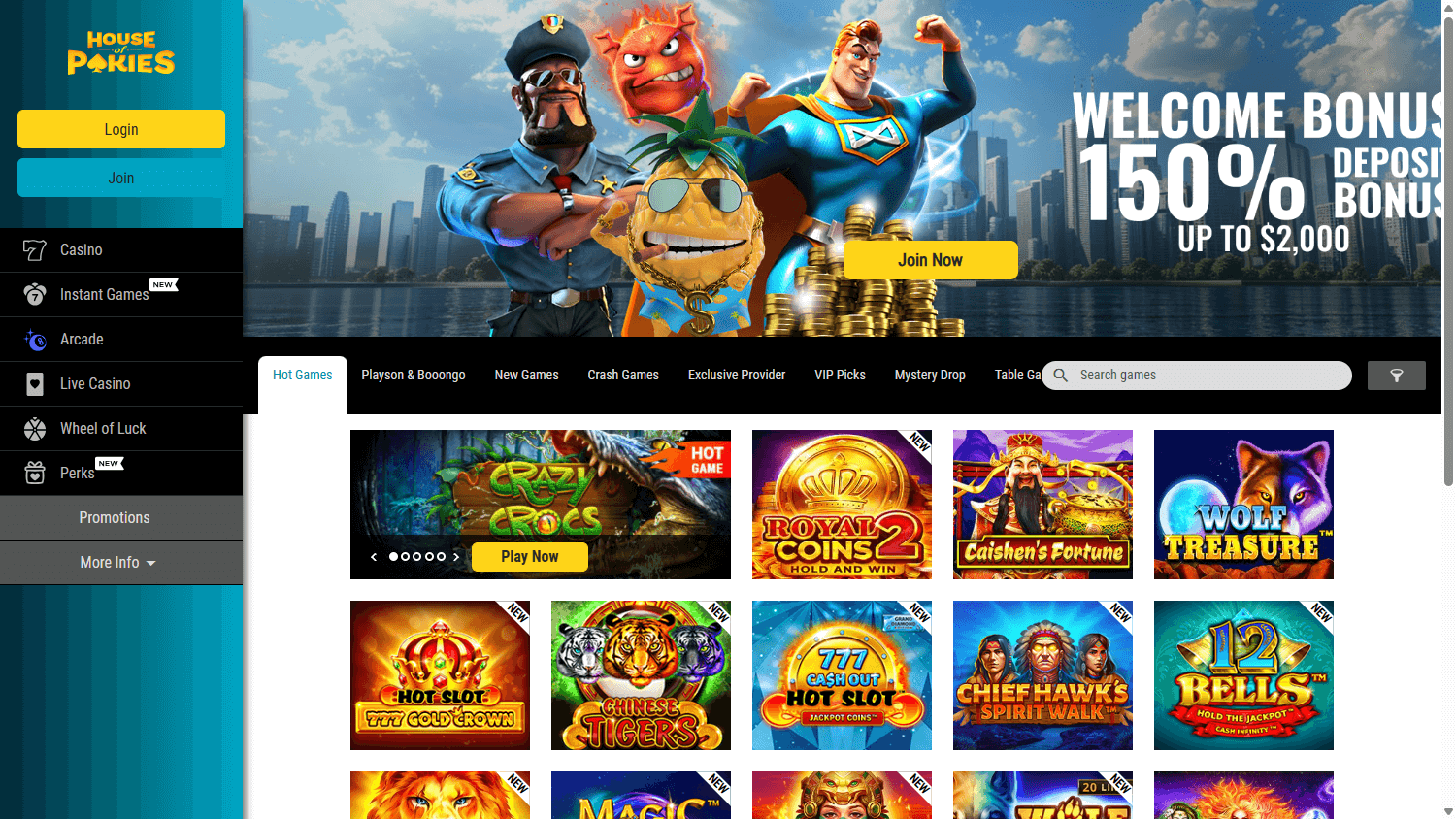 house_of_pokies_casino_homepage_desktop
