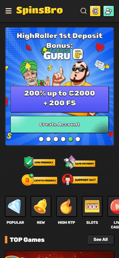 spinsbro_casino_homepage_mobile