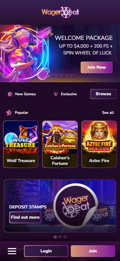 Wager_Beat_Casino_homepage_mobile