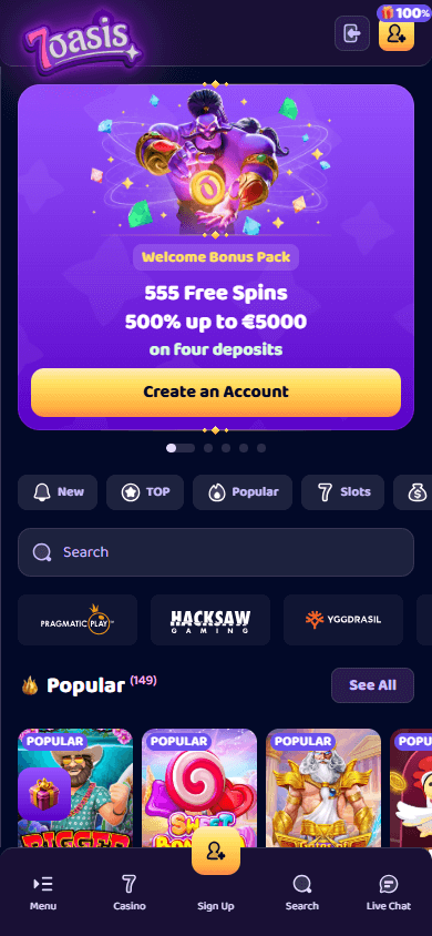 7oasis_casino_homepage_mobile