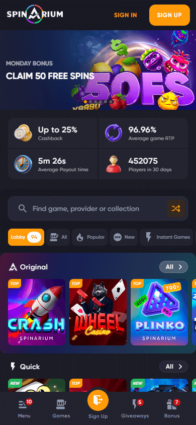spinarium_casino_homepage_mobile