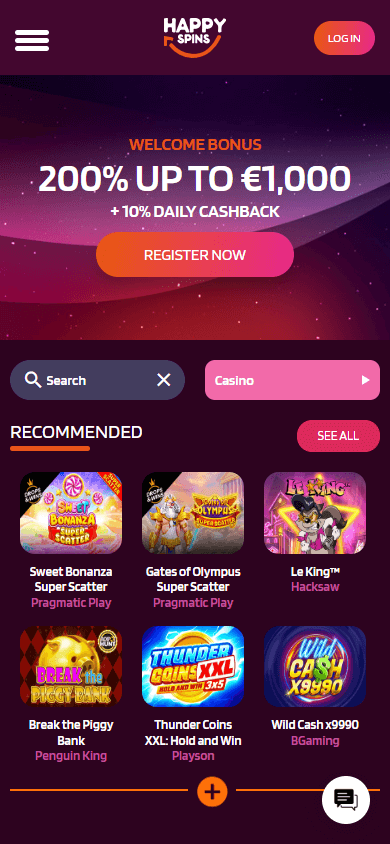 happyspins_casino_homepage_mobile