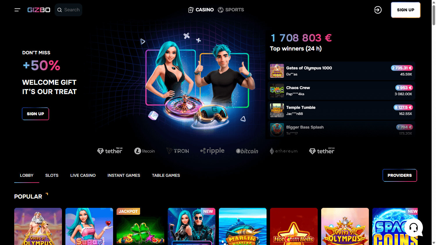 gizbo_casino_homepage_desktop