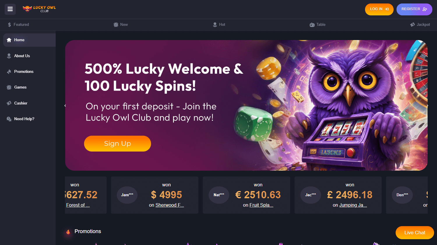 lucky_owl_club_casino_homepage_desktop