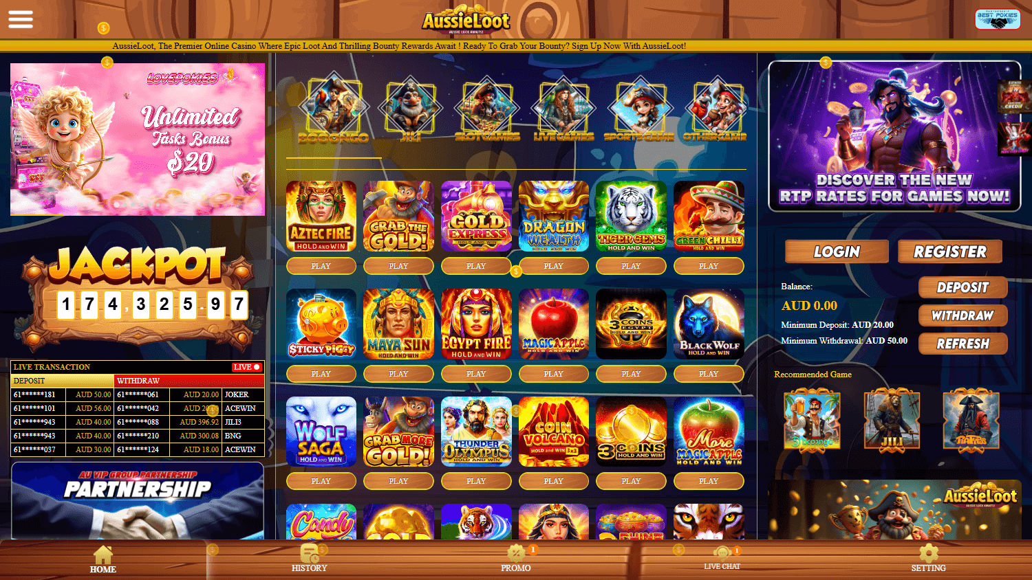AussieLoot_Casino_homepage_desktop